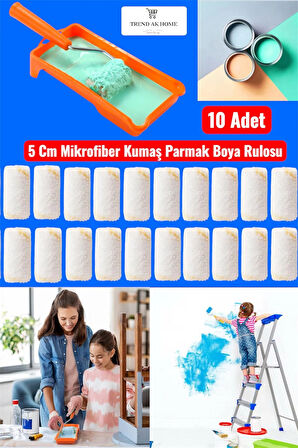5 CM MİKROFİBER KUMAŞ PARMAK BOYA RULOSU 10 ADET YEDEK RULO BAŞLIĞI (SADECE RULO başlık