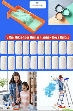 5 CM MİKROFİBER KUMAŞ PARMAK BOYA RULOSU 10 ADET YEDEK RULO BAŞLIĞI (SADECE RULO başlık