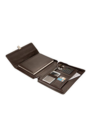 Organizer Ajanda Diplomat Kulplu Fermuarlı Tarihsiz Düz 20x28 Defterli Padfolio Vegan 28x34,5 cm