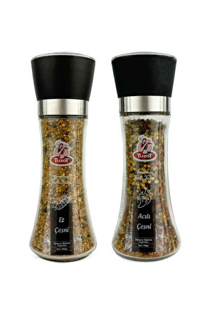 Baharat Çeşni Cam Değirmenli 2'li Set (Et-Acılı)
