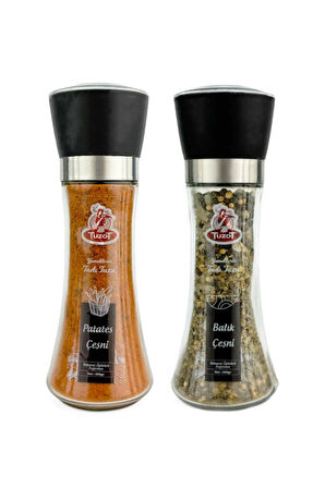 Baharat Çeşni Cam Değirmenli 2'li Set (Patates-Balık)