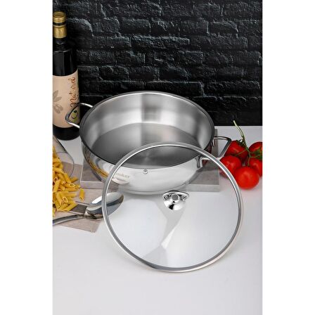 Cooker 18/10 Çelik Lara 24CM Basık Tencere (3litre)