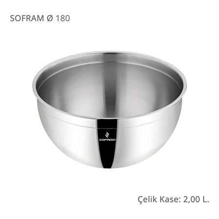 Sofram Çelik Derin Karıştırma Kabı Kase 18 Cm 2,00 Litre Yeni 