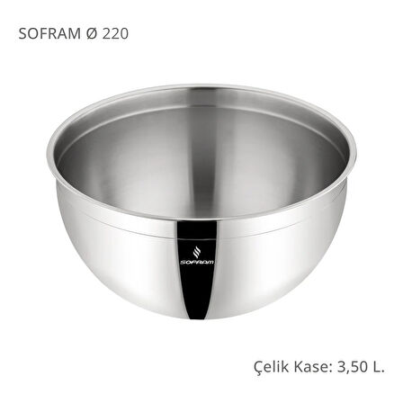 Sofram Çelik Derin Karıştırma Kabı Kase 22 Cm 3,50 Litre Yeni 