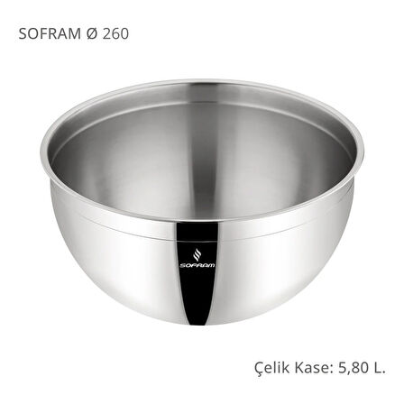 Sofram Çelik Derin Karıştırma Kabı Kase 26 Cm 5,80 Litre 