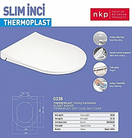 Nkp İnci Slim Yavaş Kapanan Klozet Kapağı