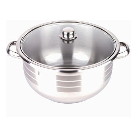 Manheim Cam Kapak Çelik Derin Tencere 30 x 20 cm