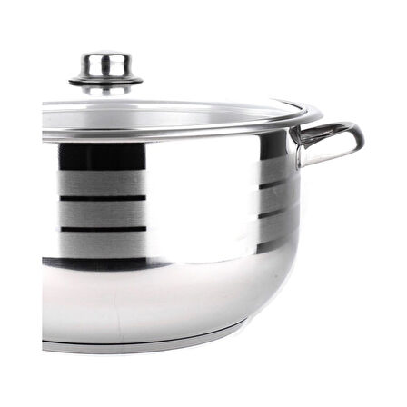 Manheim Cam Kapak Çelik Derin Tencere 30 x 20 cm