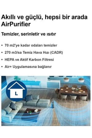 Philips 70 m² Akıllı Sensörlü Isıtıcılı HEPA Filtreli Otomatik Sessiz Hava Temizleyici