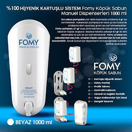 FOMY Köpük Sabun Beyaz Dispenser 1000 ml 10'lu Koli