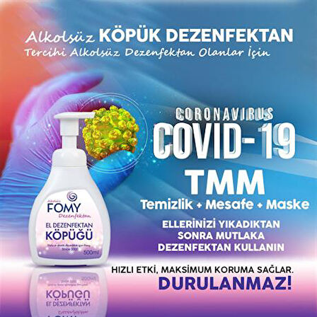 FOMY Köpük Dezenfektan Alkolsüz El ve Cilt Dezenfektan Köpüğü 500 ml