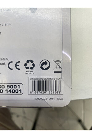 Avessa CG-512 10 Hafızalı Elektronik Stopwatch Kronometre 10 Lap