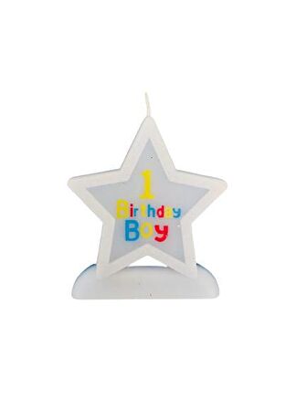 PASTA MUMU YILDIZLI 1 BİRTHDAY BOY MAVİ