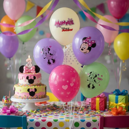 Balon 12 İnç Minnie Baskılı 6'lı Balon Seti Doğum Günü Parti Süsleme Çocuk Konsept