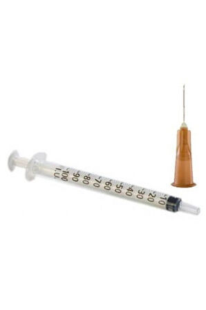 1 cc tüberkülin enjektörü 250 Adet (1 Kutu) ince kahverengi iğne ucu 1 ml enjektör Ref:70575