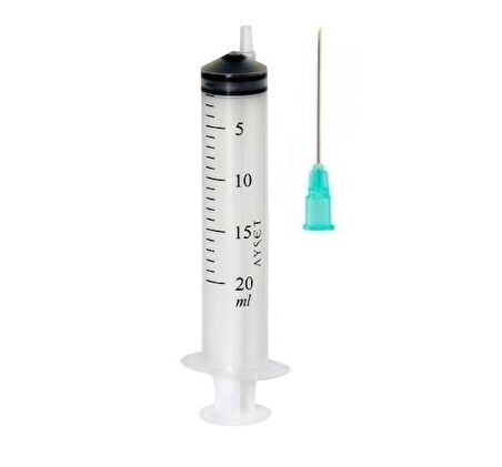 Ayset 20cc Enjektör 3 Parça 21G Yeşil İğneli 20ml Şırınga 100 Adet
