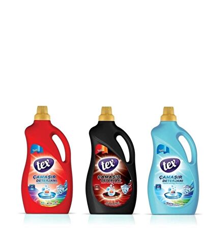 Tex Renk Koruma & Leke Karşıtı Beyazlar - Renkliler - Siyahlar için Sıvı Deterjan 41 Yıkama 3x2.5 lt