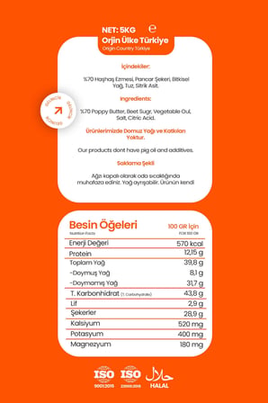 Kahvaltılık Sürülebilir Doğal Katkısız 5kg Özel Üretim Şekerli Haşhaş Ezmesi