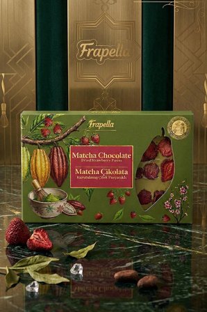 Kurutulmuş Çilek Parçacıklı Matcha Çikolata 150 Gr.