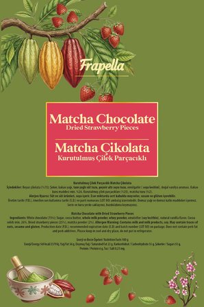 Kurutulmuş Çilek Parçacıklı Matcha Çikolata 150 Gr.