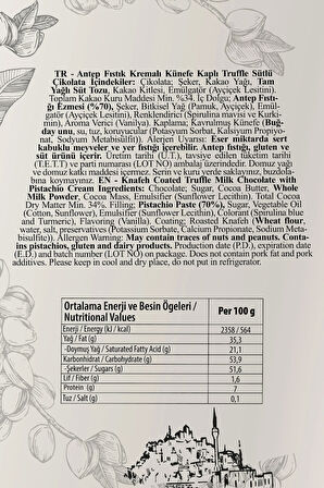 Antep Fıstık Dolgulu Künefe Kaplı Çikolata 150 Gr.