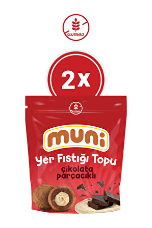 Glutensiz Çikolata Parçacıklı Yer Fıstığı Topu 2'li