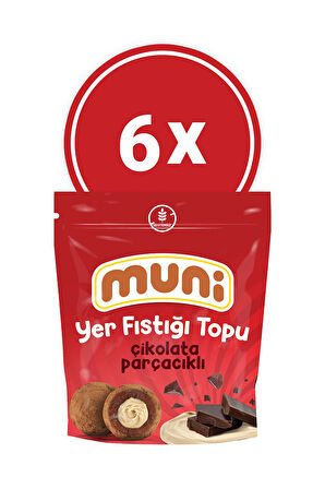 Çikolata Parçacıklı Yer Fıstığı Topu, 80 G X 6 Adet