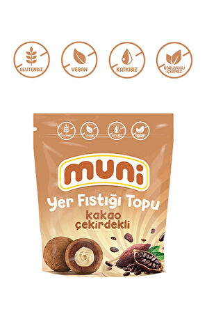 Glutensiz, Katkısız Kakao Çekirdekli Yer Fıstığı Topu