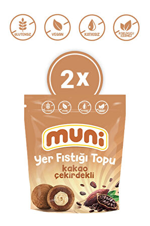 Glutensiz, Katkısız Kakao Çekirdekli Yer Fıstığı Topu 2'li