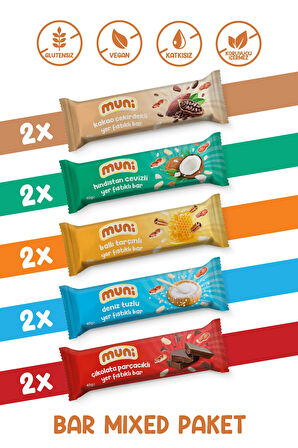 Proteinli Vegan Yer Fıstığı Bar Sağlıklı Atıştırmalık Paketi 40 gr*10 adet