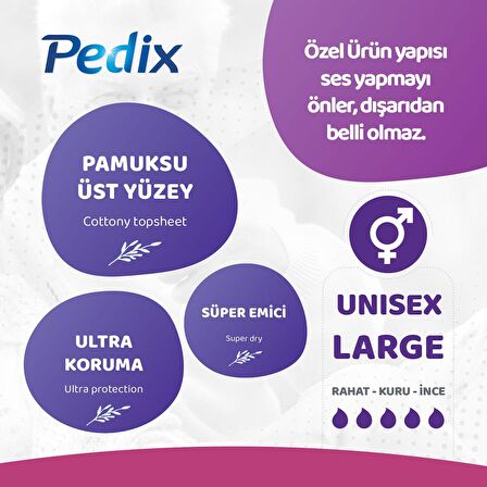 PEDİX MESANE PEDİ UNISEX BÜYÜK BOY LARGE (L) 30 ADET