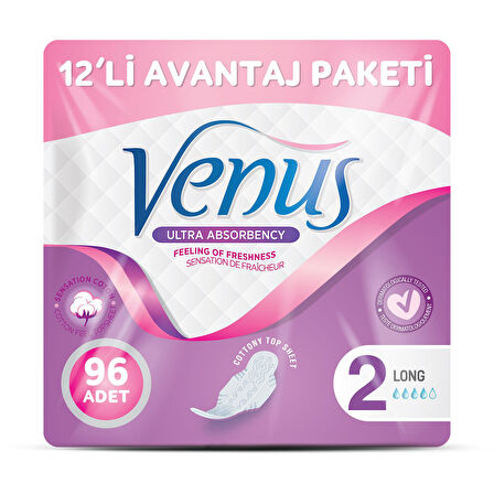 VENÜS HİJYENİK PED UZUN 96 ADET (12 PAKET)