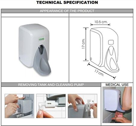 VİALLİ S5M MEDİCAL SIVI SABUN DİSPENSERİ 500 ML BEYAZ