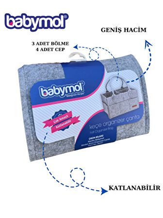 Babymol Çok Amaçlı Keçe Organizer Gri