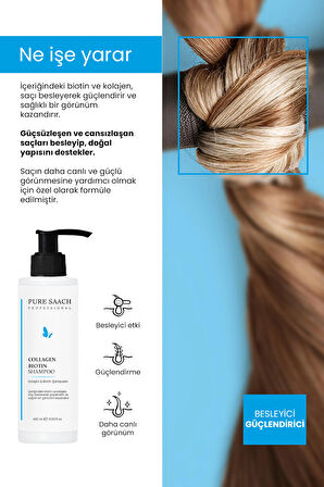 PURE SAACH PROFESSİONAL 2 ÜRÜN BİRLİKTE COLOGEN&BİOTİN SHAMPOO+KERATİN SAÇ BAKIM KREM