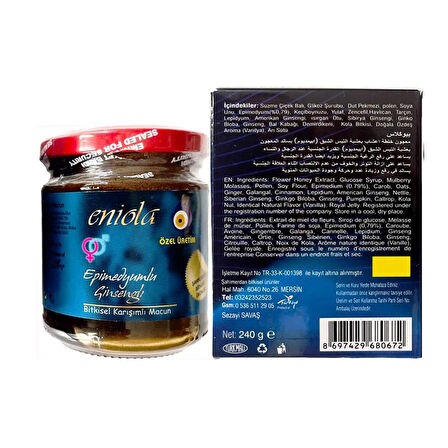 Eniola Kırmızı Kapak Şahmerdan Özel Üretim Bay Bayan Macunu 240GR X 2KUTU