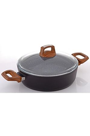 Bonera Vogue Granit 26 cm Karnıyarık Tencere Ahşap Kulp 