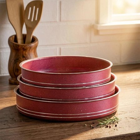 Porsima Montella 3lü Tepsi̇ Seti Fırın Tepsisi 26-28-30cm Kızıl