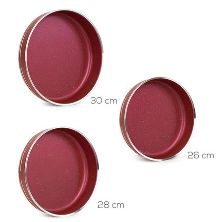 Porsima Montella 3lü Tepsi̇ Seti Fırın Tepsisi 26-28-30cm Kızıl