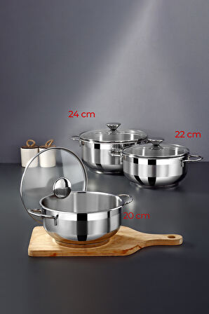 Berlin Paslanmaz Çelik 6 Parça İndüksiyon Tabanlı Tencere Seti