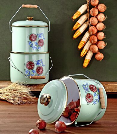 BONERA EMAYE 3 LÜ BAKRAÇ SET - 20-22-24 CM SU YEŞİLİ 