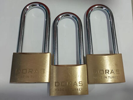 Doras Ersa 3'lü Set Uzun Kanca Pas Pirinç Asma Kilit 50 Mm