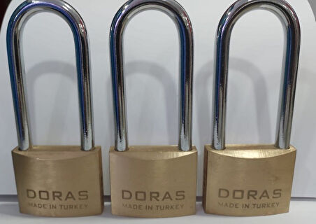 Doras Ersa 3'lü Set Uzun Kanca Pas Pirinç Asma Kilit 50 Mm