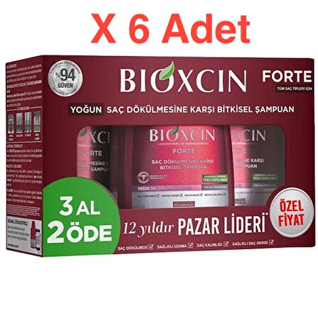Bioxcin Forte Saç Dökülmesine Karşı Bakım Şampuanı 300 Ml - 3 Al 2 Öde x 6 Adet