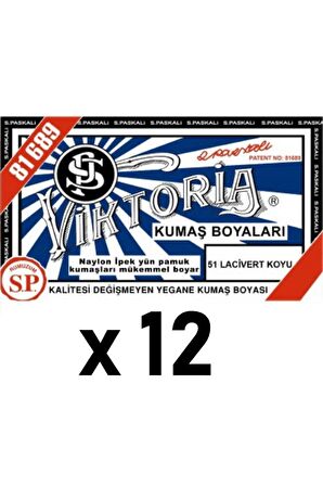 Viktoria Kumaş Boyası Lacivert Koyu Rengi 12 Adet