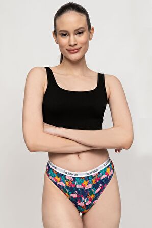 Paul Kenzie Unique Effect Desenli Kadın Slip Külot - Flamingo