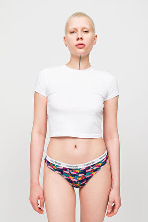 Unique Effect Desenli Kadın String Külot - Flamingo