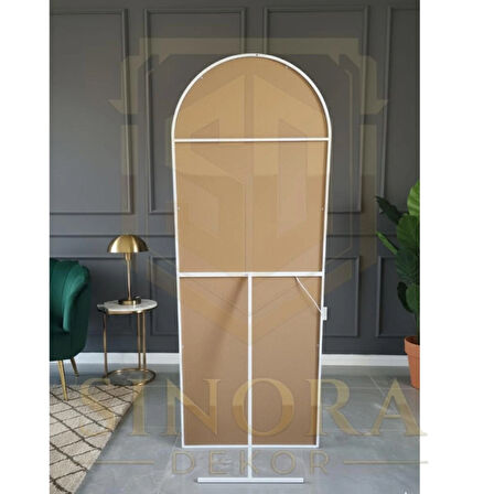 180X60 BEYAZ  METAL ÇERÇEVELİ BEYAZ LED IŞIKLI OVAL BOY AYNA