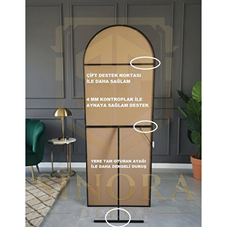 180X60 SİYAH  METAL ÇERÇEVELİ BEYAZ LED IŞIKLI OVAL BOY AYNA