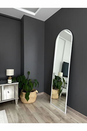 180X60 BEYAZ METAL ÇERÇEVELİ OVAL BOY AYNA